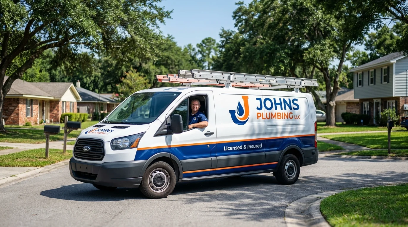 Johns Plumbing LLC service van in Lexington, SC