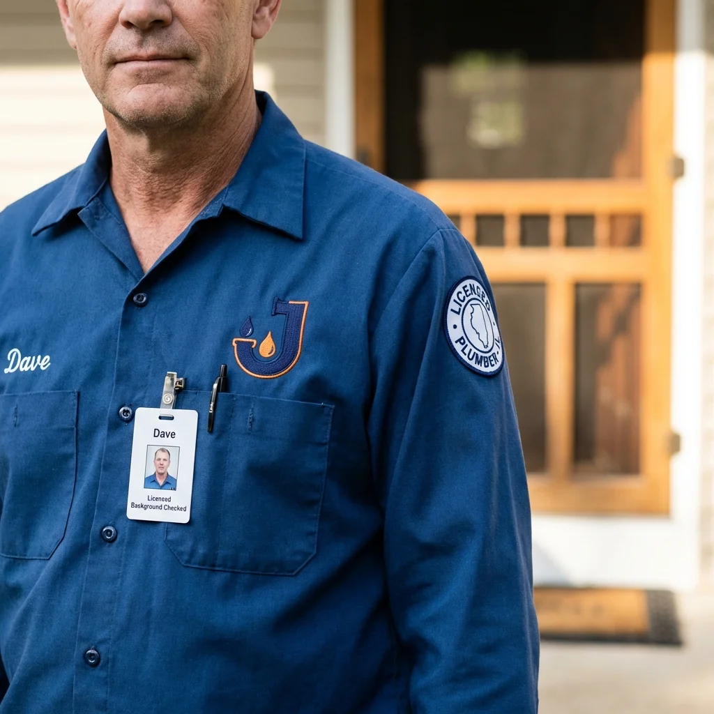 Licensed plumber showing ID badge in Lexington, SC