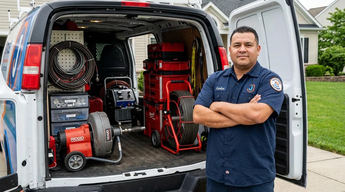 Professional drain cleaning equipment and Johns Plumbing LLC plumber in Lexington