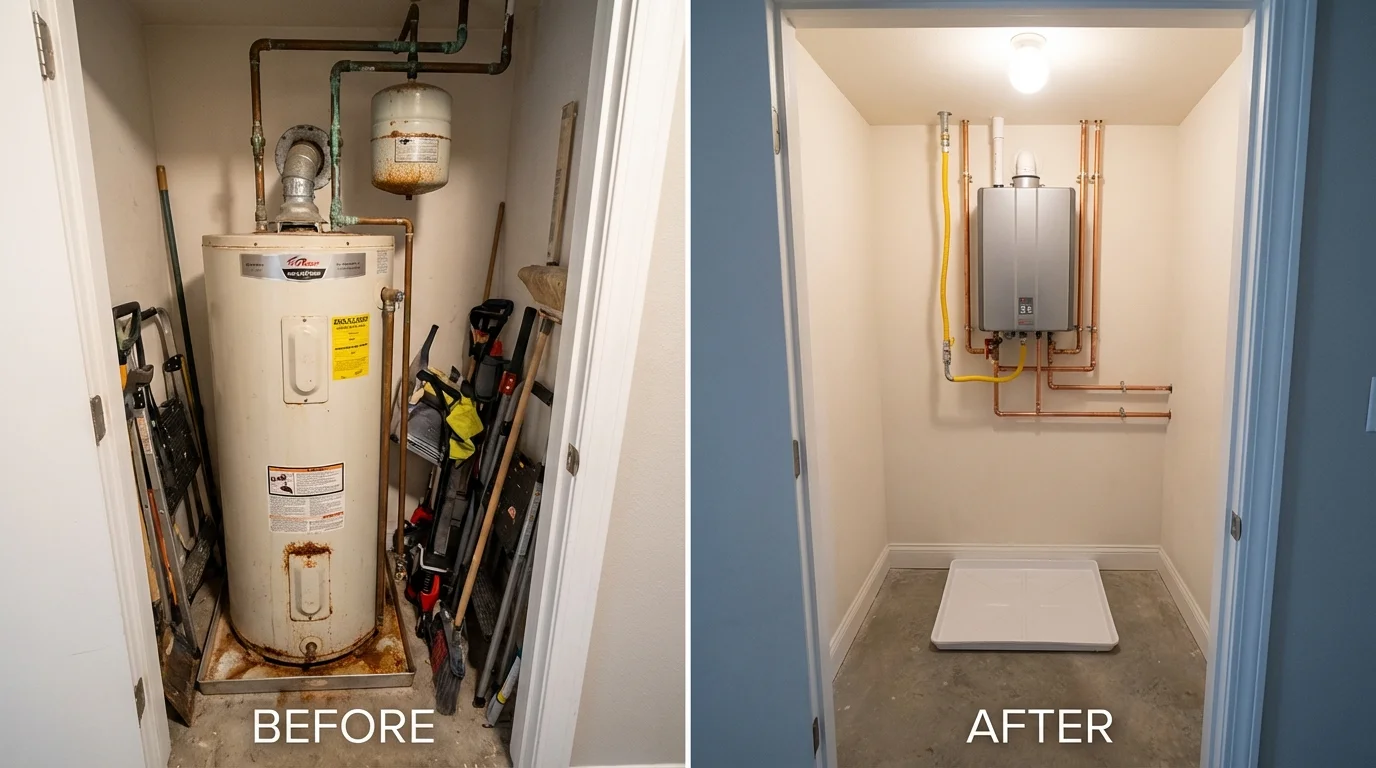 Tank water heater versus wall-mounted tankless unit comparison for Lexington, SC homeowners
